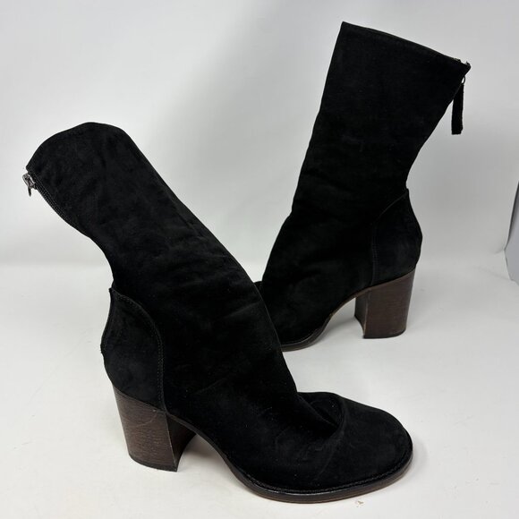 Free People women's Elle Block Heel Boots black suede 39 Portugal - Picture 2 of 12